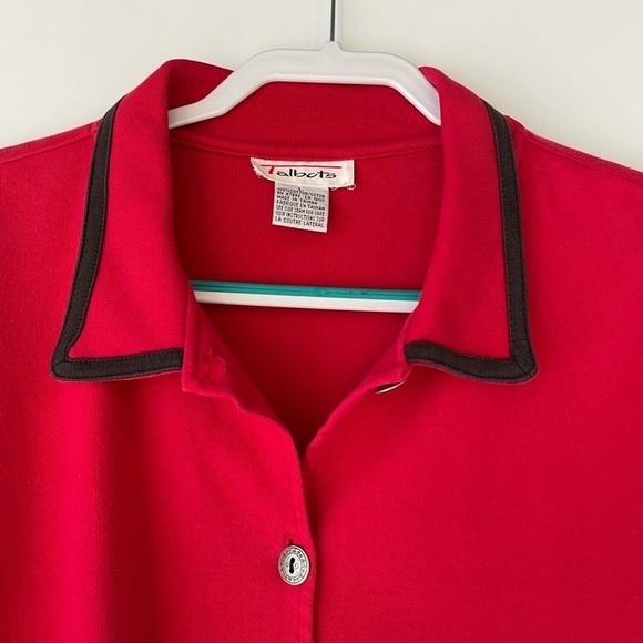 Talbots Women's Cotton Red Blazer Jacket Cardigan Coat Button Pockets, Sz L - Picture 11 of 13